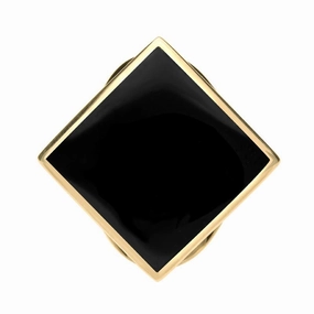 9ct Yellow Gold Whitby Jet Medium Rhombus Ring