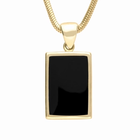 9ct Yellow Gold Whitby Jet Oblong Necklace