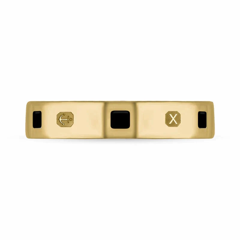9ct Yellow Gold Whitby Jet Queen's Jubilee Hallmark Princess Cut 4mm Ring D