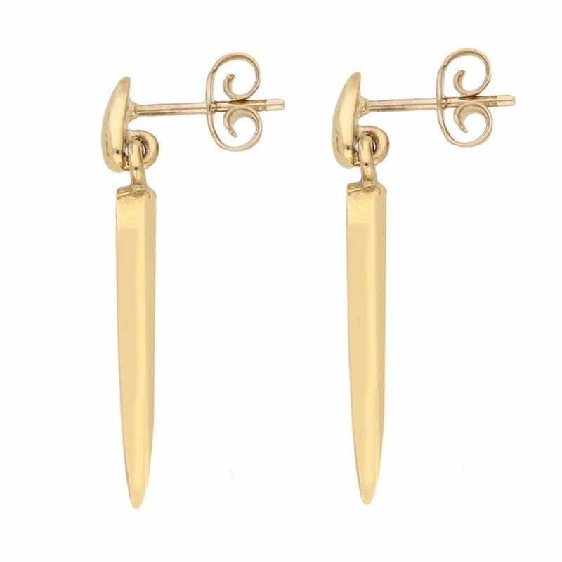 9ct Yellow Gold Whitby Jet Toscana Slim Pear Drop Earrings