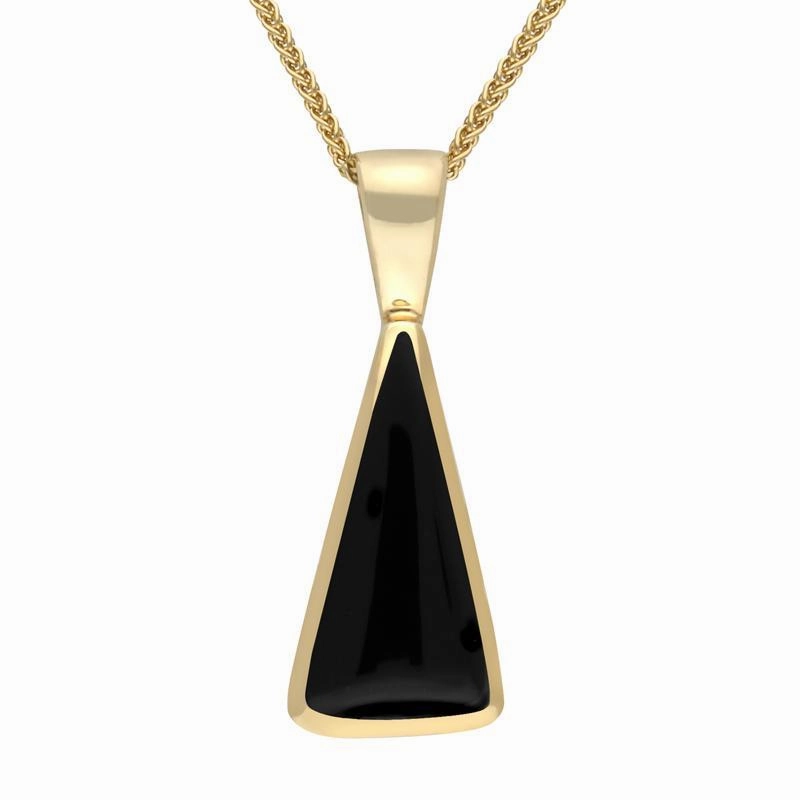 9ct Yellow Gold Whitby Jet Triangle Necklace