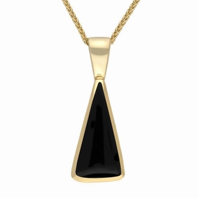 9ct Yellow Gold Whitby Jet Triangle Necklace