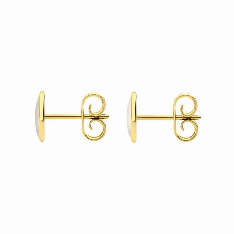 9ct Yellow Gold White Mother of Pearl 7 x 5mm Classic Small Oval Stud Earrings