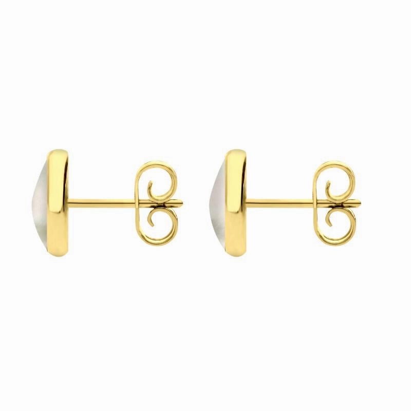 9ct Yellow Gold White Mother of Pearl 8mm Classic Large Round Stud Earrings