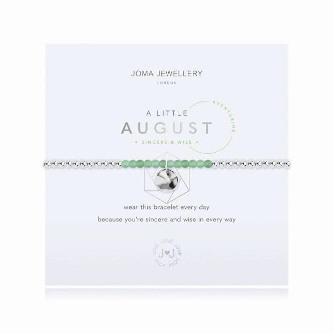 A Little Birthstone August Aventurine Silver 17.5cm Stretch Bracelet 3467