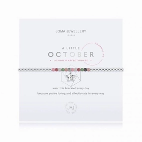 A Little Birthstone October Tourmaline Silver 17.5cm Stretch Bracelet 3469