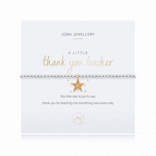 A Little Thank You Teacher Silver 17.5cm Stretch Bracelet 3481
