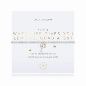 A Little When Life Gives You Lemons Grab A G&T Silver 17.5cm Stretch Bracelet 4350
