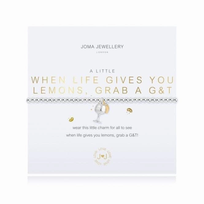 A Little When Life Gives You Lemons Grab A G&T Silver 17.5cm Stretch Bracelet 4350