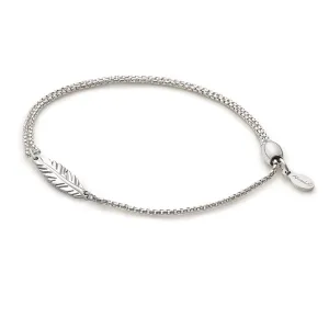 Alex And Ani Sterling Silver Feather Pull Chain Bracelet