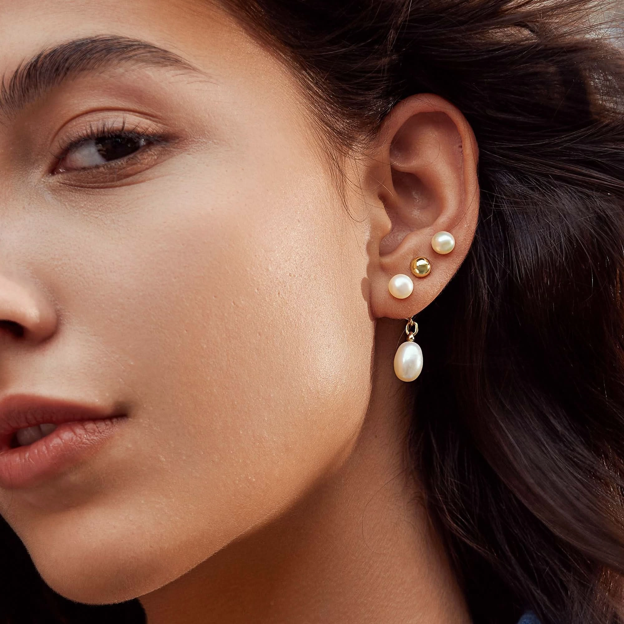 Ania Haie Gold Freshwater Pearl Stud Ear Jackets E058-06G