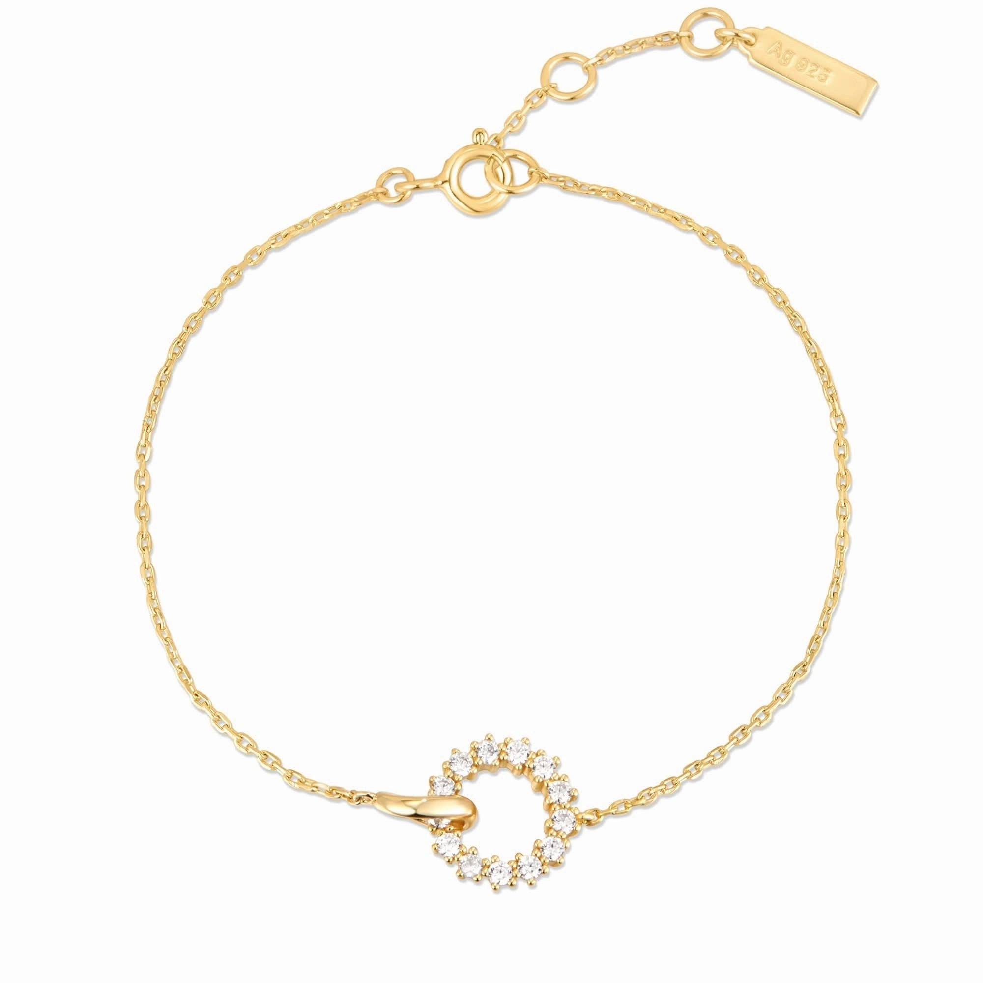 Ania Haie Gold Interlinked Circles Pav Bracelet B056-01G