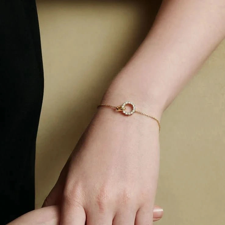 Ania Haie Gold Interlinked Circles Pav Bracelet B056-01G