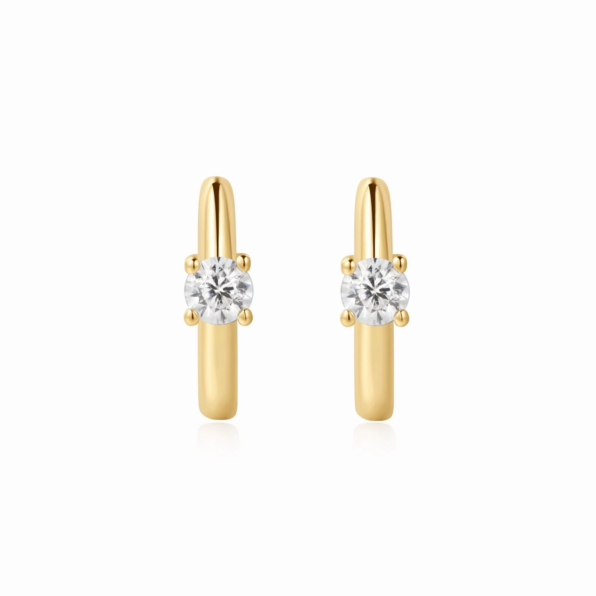 Ania Haie Gold Solitaire Cubic Zirconia Mini Huggies E061-03G