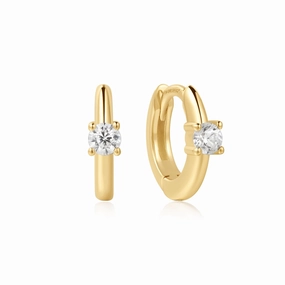 Ania Haie Gold Solitaire Cubic Zirconia Mini Huggies E061-03G