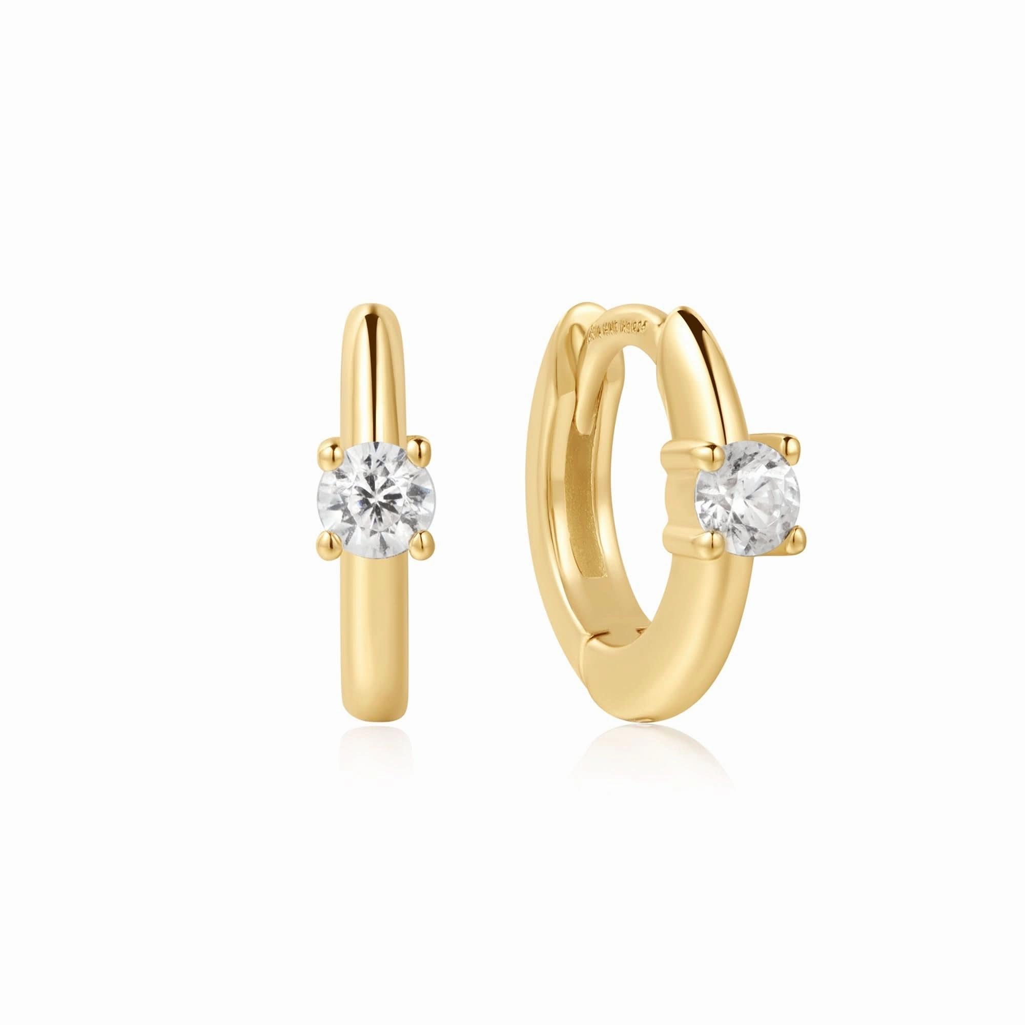 Ania Haie Gold Solitaire Cubic Zirconia Mini Huggies E061-03G