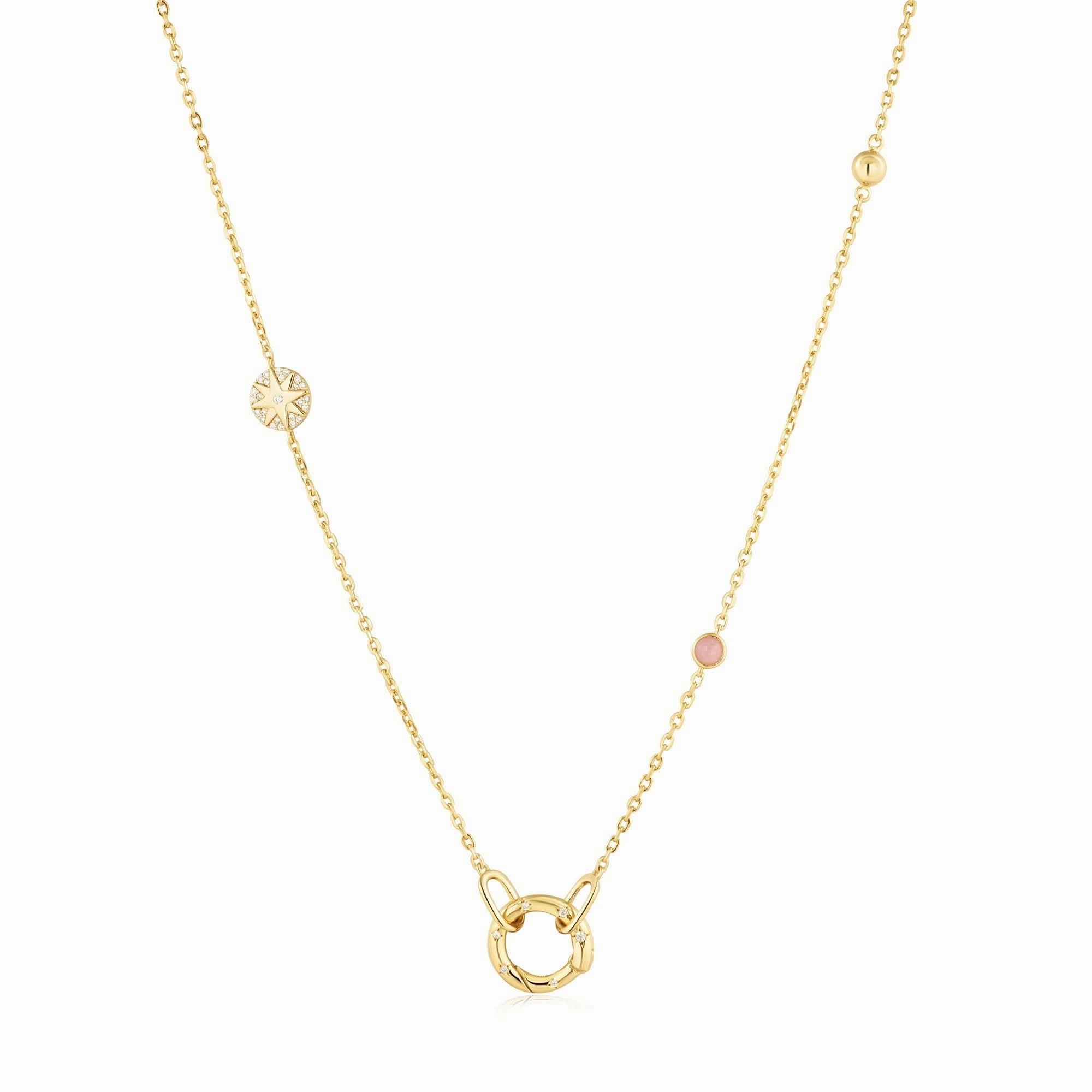 Ania Haie Gold Star Rose Quartz Charm Connector Necklace N055-01G