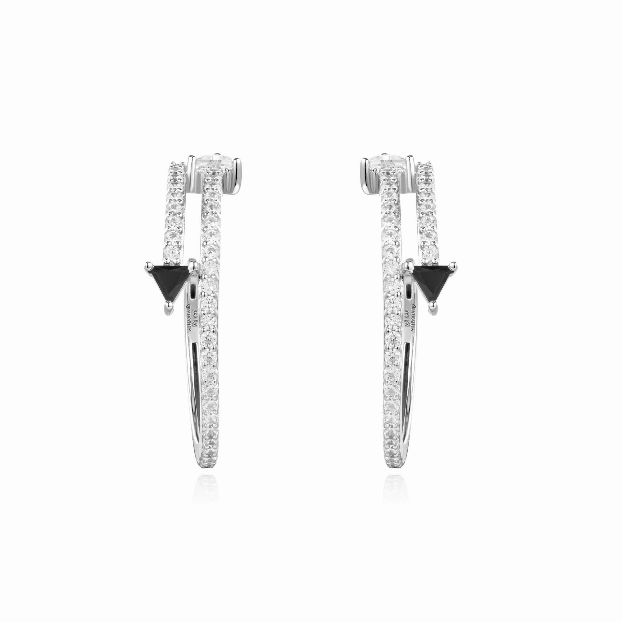 Ania Haie Silver Pave Double Arrow Stud Hoops E059-18H