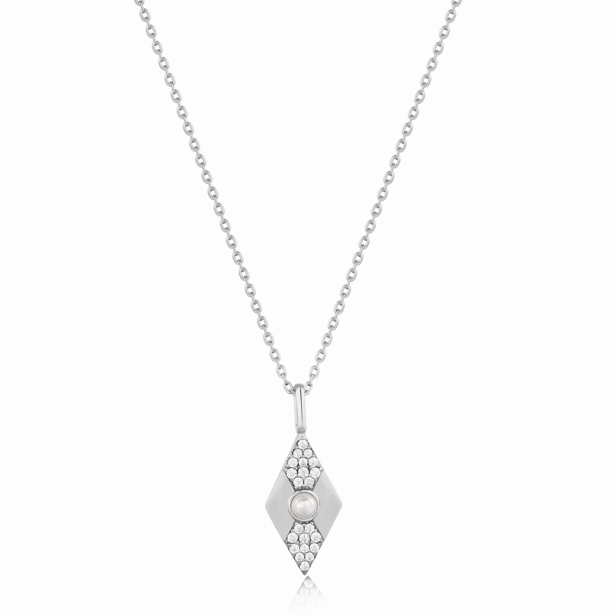 Ania Haie Silver Pearl Geometric Pendant Necklace N054-03H