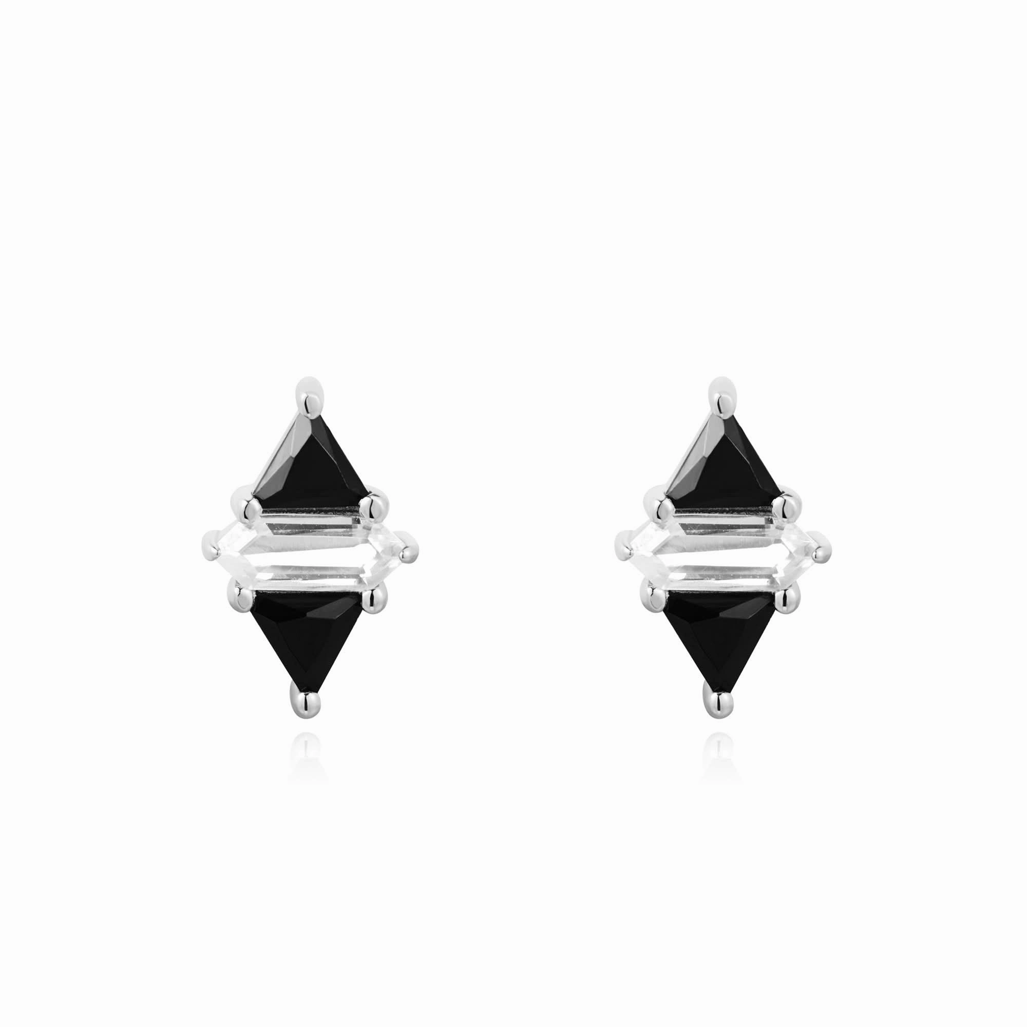Ania Haie Silver Triangle Black/White Cubic Zirconia Studs E059-07H
