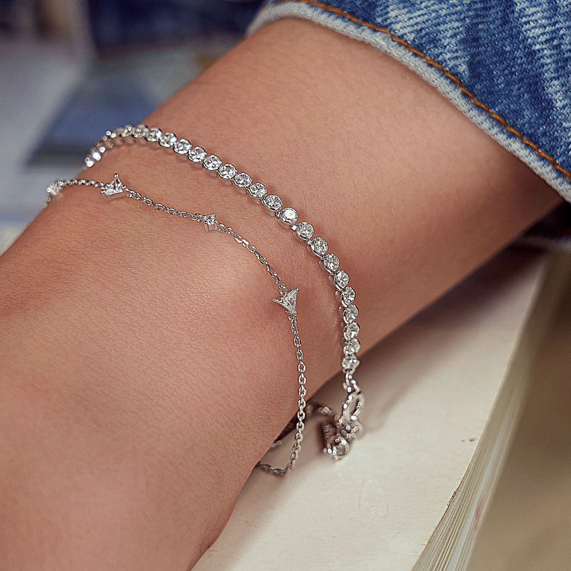 Ania Haie Silver Triangular Cubic Zirconia Station Bracelet B059-03H