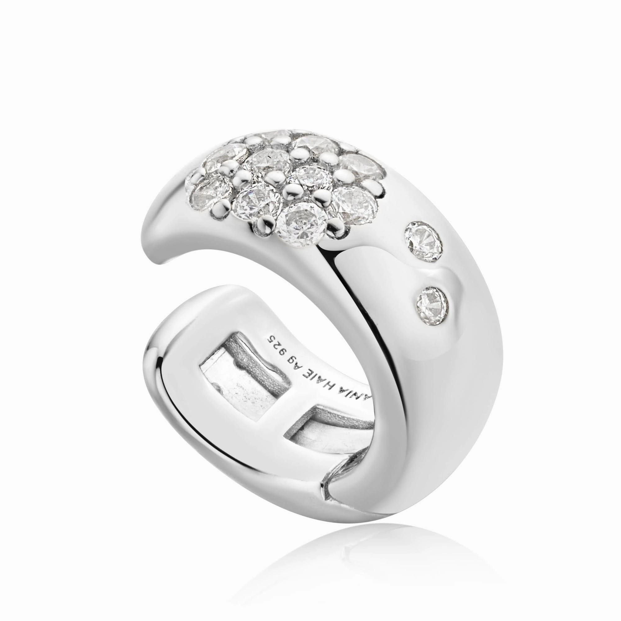 Ania Haie Silver Wide Sparkle Ear Cuff E054-01H