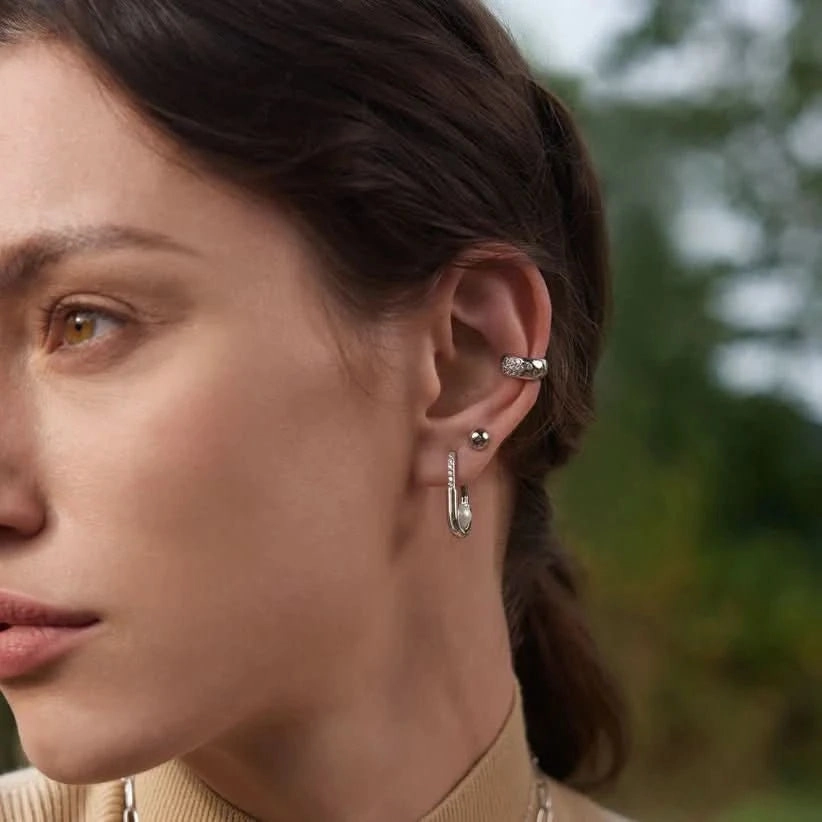 Ania Haie Silver Wide Sparkle Ear Cuff E054-01H