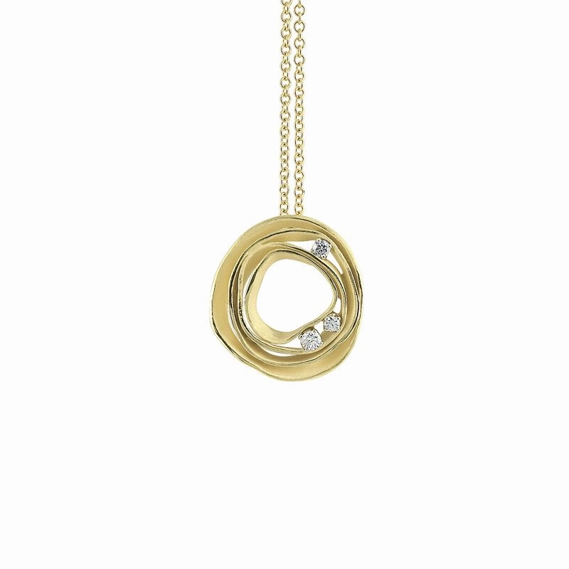 Annamaria Cammilli 18ct Lemon Bamboo Gold 0.16ct Diamond Dune Series Necklace