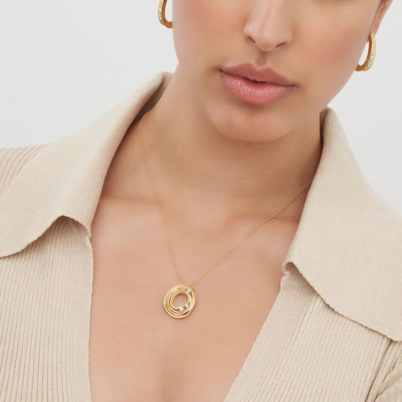 Annamaria Cammilli 18ct Lemon Bamboo Gold 0.16ct Diamond Dune Series Necklace
