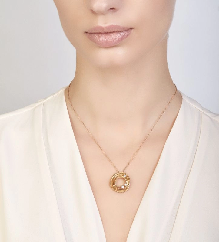 Annamaria Cammilli 18ct Lemon Bamboo Gold 0.16ct Diamond Dune Series Necklace