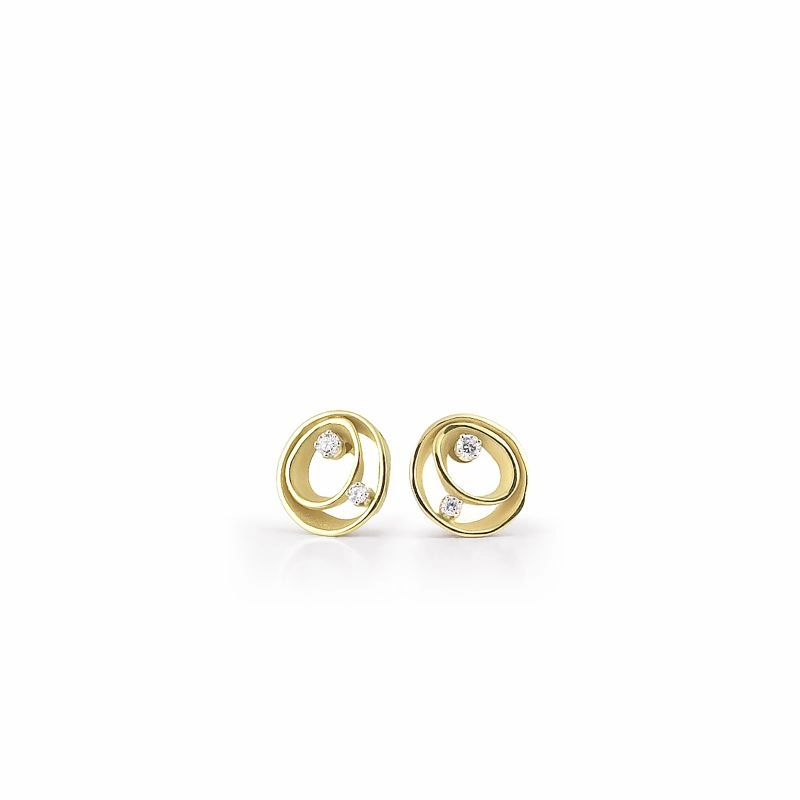 Annamaria Cammilli 18ct Lemon Bamboo Gold 0.18ct Diamond Dune Series Earrings