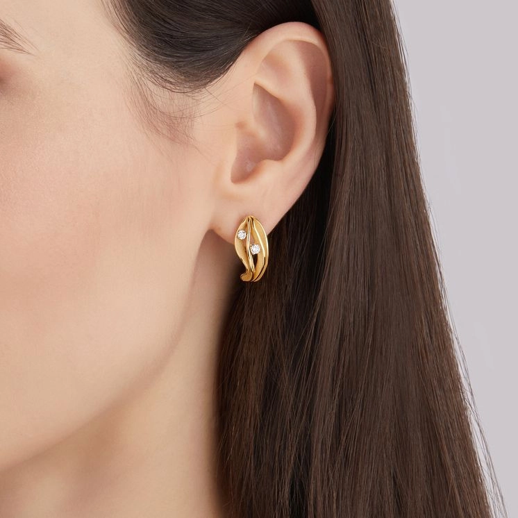 Annamaria Cammilli 18ct Lemon Bamboo Gold 0.24ct Diamond Dune Series Earrings