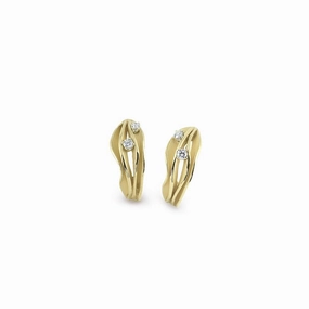 Annamaria Cammilli 18ct Lemon Bamboo Gold 0.24ct Diamond Dune Series Earrings