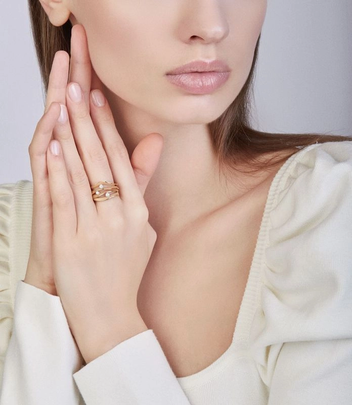 Annamaria Cammilli 18ct Orange Apricot 0.18ct Diamond Dune Series Ring
