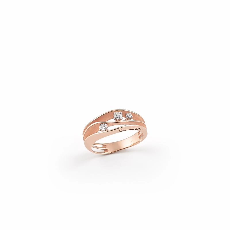 Annamaria Cammilli 18ct  Pink Champagne Gold 0.13ct Diamond Dune Series Stacking Ring