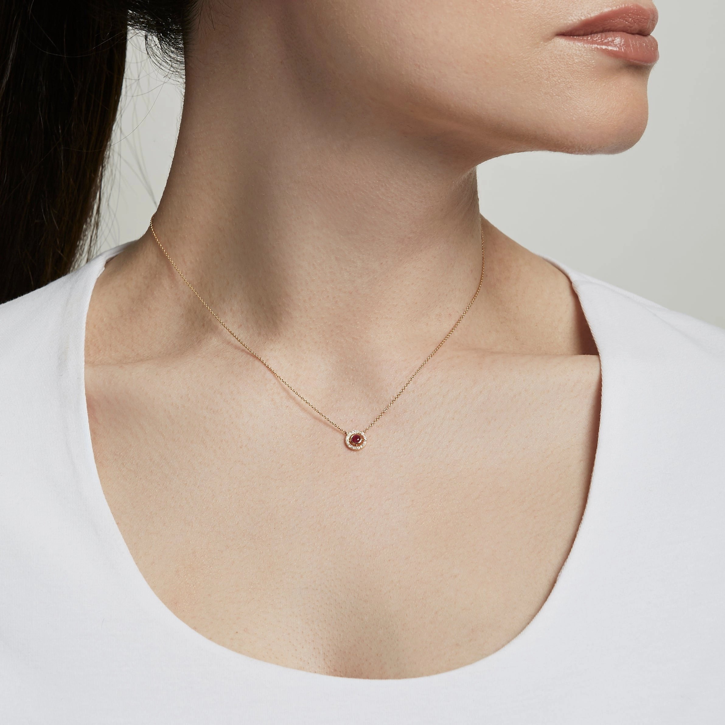 Astley Clarke Mini Icon Aura 14ct Yellow Gold Diamond Ruby Pendant