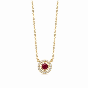 Astley Clarke Mini Icon Aura 14ct Yellow Gold Diamond Ruby Pendant