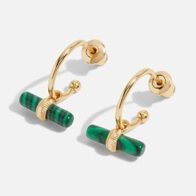 Aura Malachite Bar Gold Hoop Earrings 6300