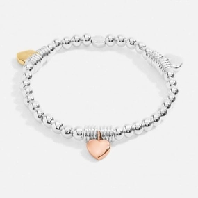 Bar Multi Heart Silver Gold & Rose Gold Plated 17.5cm Bracelet 7213