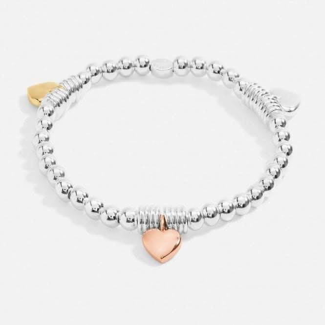 Bar Multi Heart Silver Gold & Rose Gold Plated 17.5cm Bracelet 7213