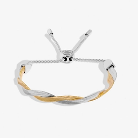 Bar Twisted Snake Chain Silver & Gold Plated Bracelet 8726