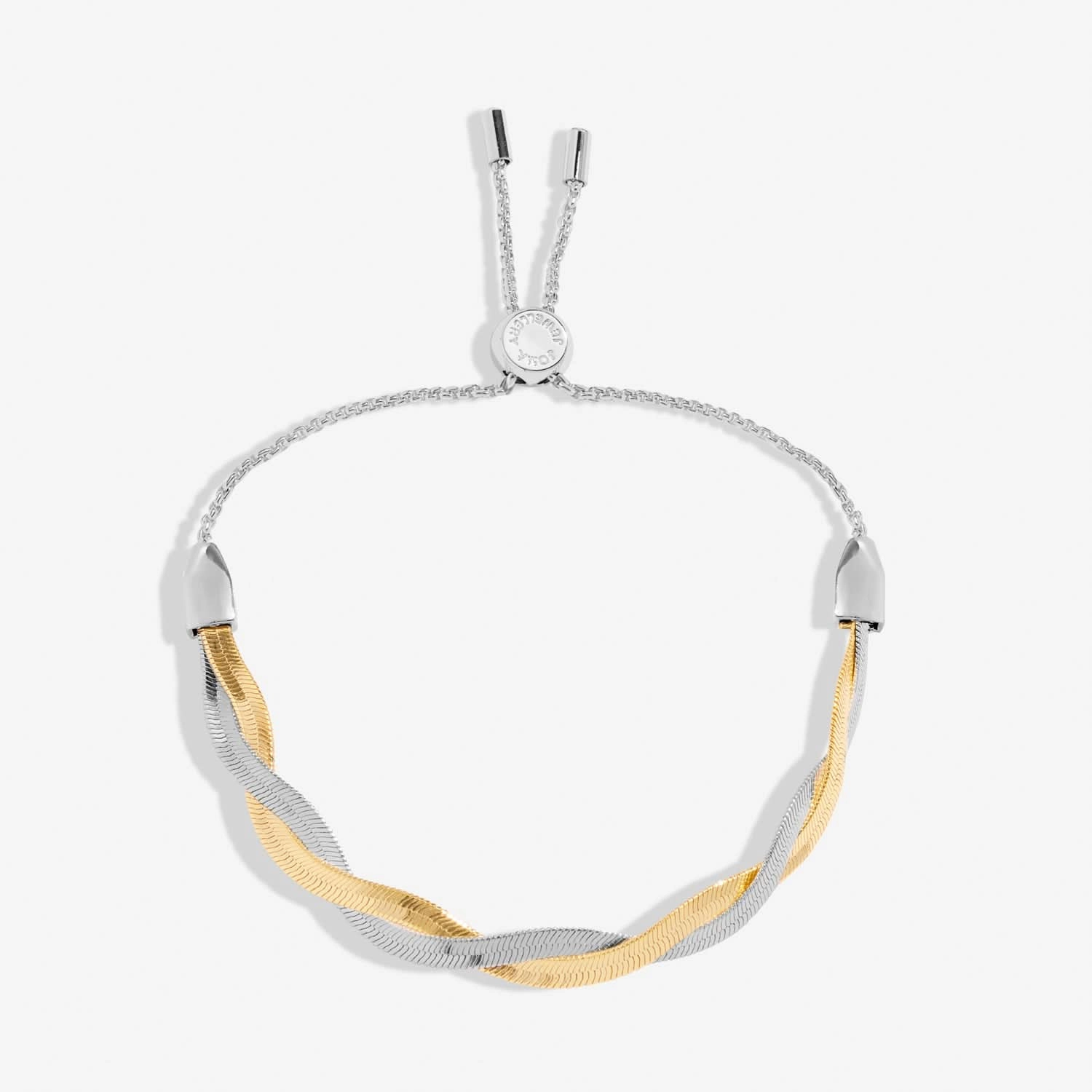 Bar Twisted Snake Chain Silver & Gold Plated Bracelet 8726
