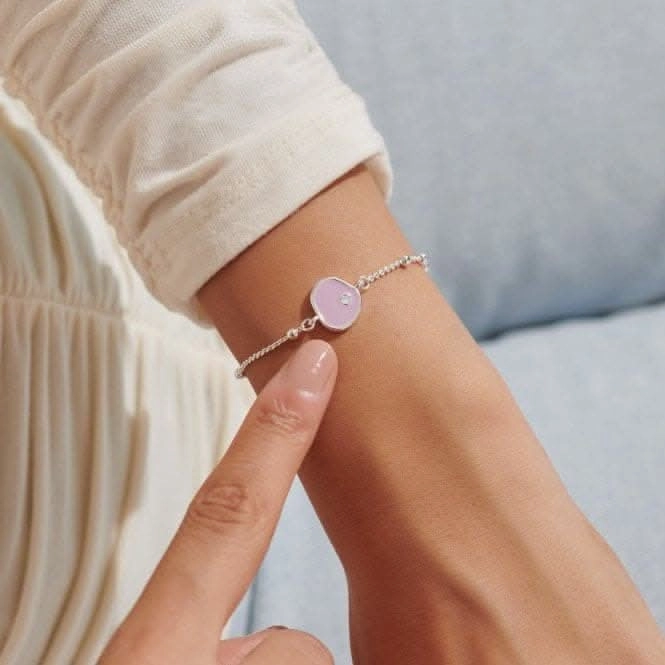 Beau Lilac Enamel Silver Plated Zirconia 18cm   3cm Bracelet 7128