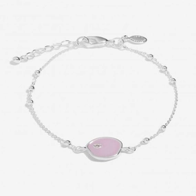 Beau Lilac Enamel Silver Plated Zirconia 18cm   3cm Bracelet 7128