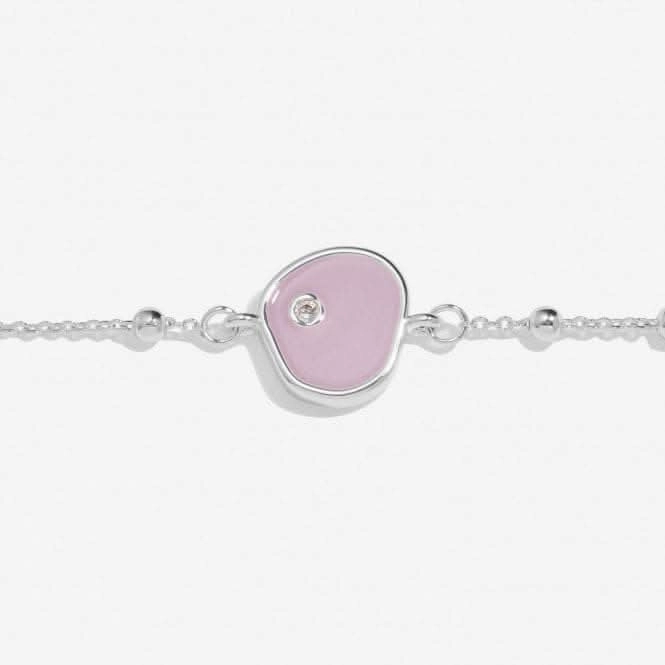 Beau Lilac Enamel Silver Plated Zirconia 18cm   3cm Bracelet 7128
