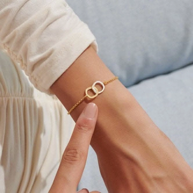 Beau White Enamel Gold Plated Linked 19cm Adjustable Bracelet 7120