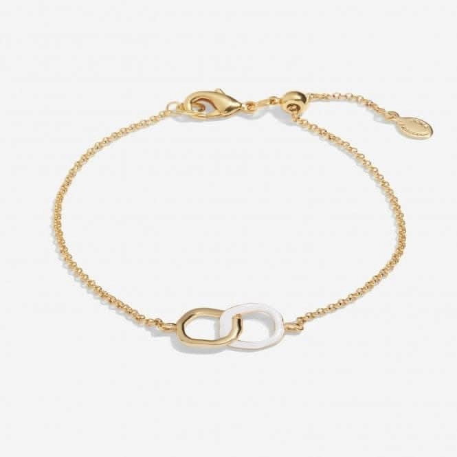 Beau White Enamel Gold Plated Linked 19cm Adjustable Bracelet 7120