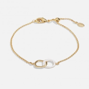 Beau White Enamel Gold Plated Linked 19cm Adjustable Bracelet 7120