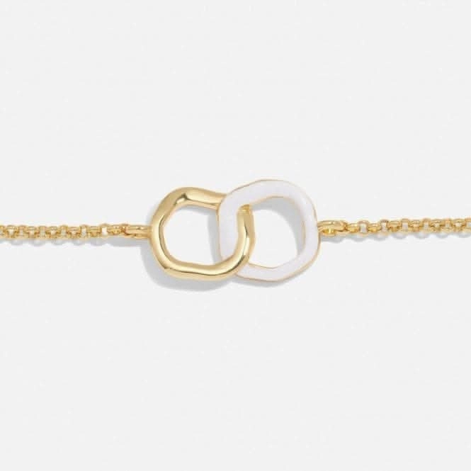 Beau White Enamel Gold Plated Linked 19cm Adjustable Bracelet 7120