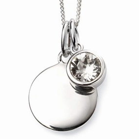 Beginnings Sterling Silver April Birth Stone Pendant P4593